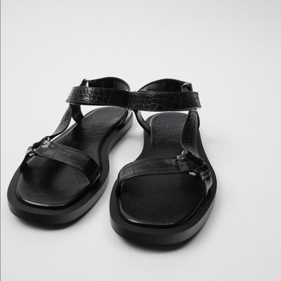 zara animal print flat sandals